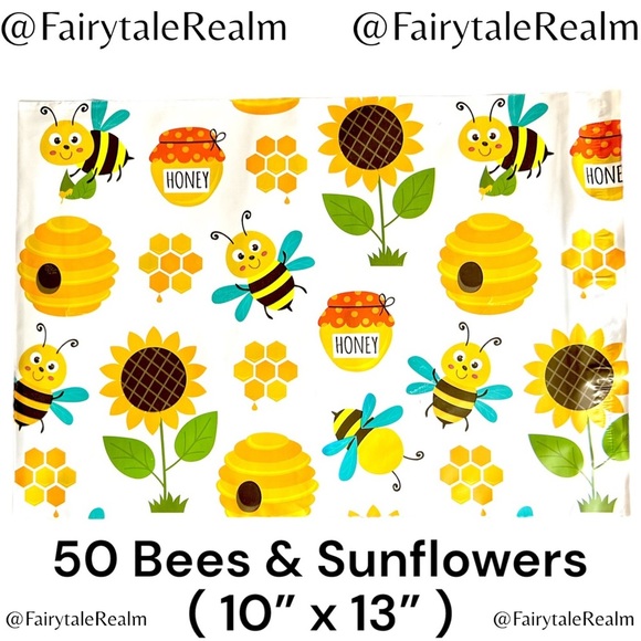 Other - 10”x13” Bees & Sunflowers ( 50 ) Poly Mailers, Shipping Envelopes, Gift Bags